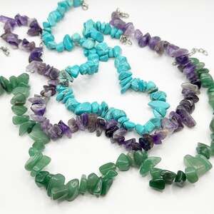 Craft Lot 3 Necklaces stones Turquoise Amethyst Jade Unbranded Jewelry Making